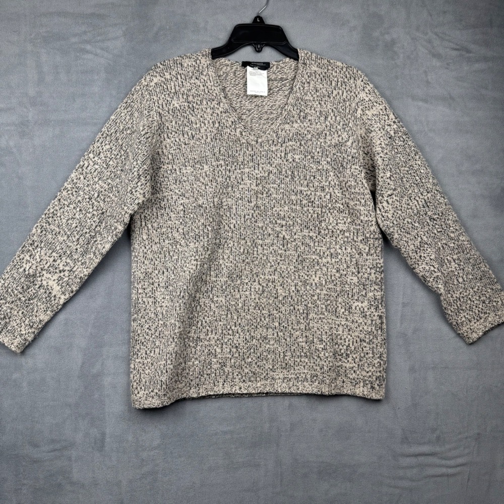 Weekend MaxMara Speckled V Neck Sweater Made in‎ Italy Wool Size L